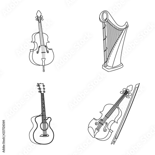 Vector design of music and tune symbol. Collection of music and tool stock vector illustration.