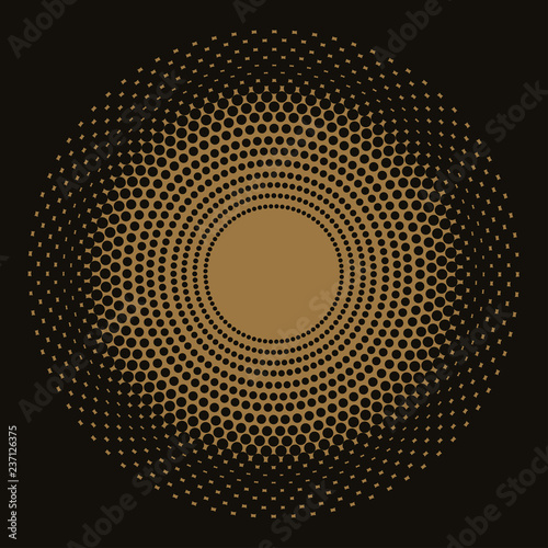 graphic halftone flower in black and gold