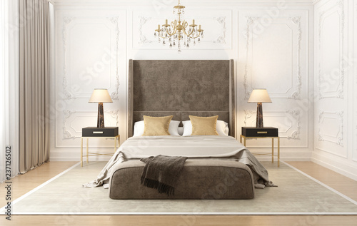 Neoclassical French grande luxury bedroom photo