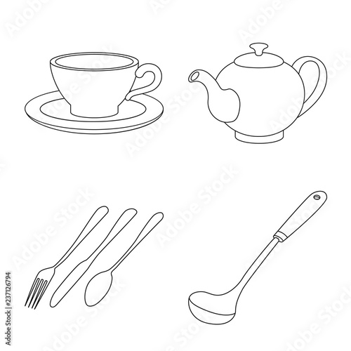 Vector design of kitchen and cook logo. Set of kitchen and appliance stock vector illustration.