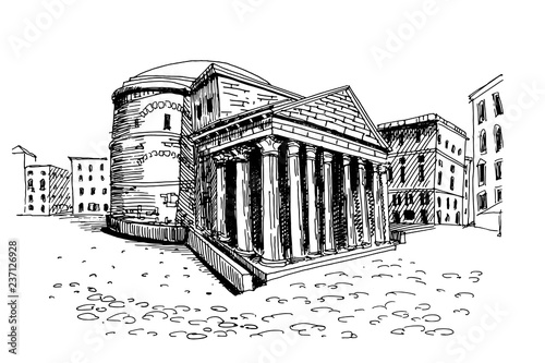 Vector sketch of Pantheon. Rome. Italy.