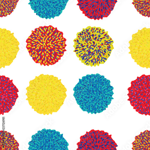 Vector Set of Colorful Pom Poms Decorative Elements. Bobble, pom pom in pastel color, boho style.