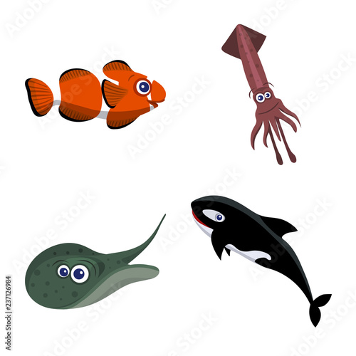 Vector design of sea and animal logo. Collection of sea and marine stock vector illustration.