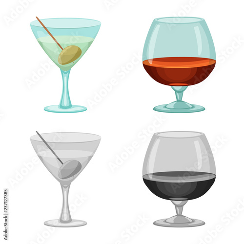 Vector illustration of drink and bar logo. Set of drink and party vector icon for stock.