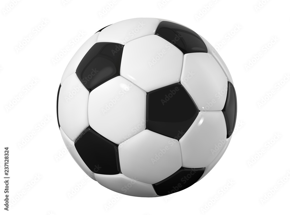 football bal. Realistic soccer ball on white background. 3d Style  sport ball isolated on white background
