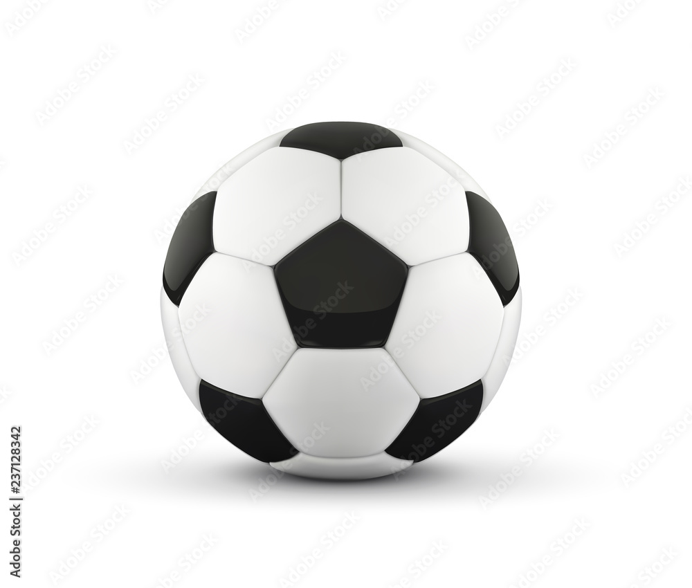 Realistic soccer ball or football ball on white background. 3d Style Ball isolated on white background. Realistic soccer ball or football ball on white background. 3d Style Ball isolated on white background.