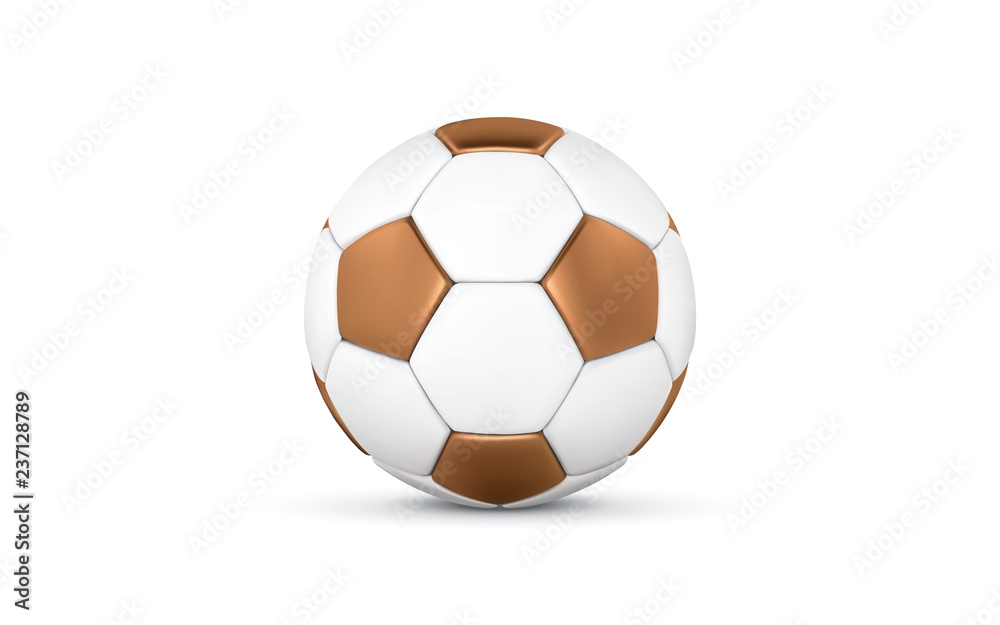White and Gold soccer ball on white background. Golden 3d football ball. White and Gold soccer ball on white background. Golden 3d football ball.