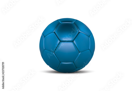 Purple bue soccer ball on white background. Realistic 3d Blue football ball. Blue football ball