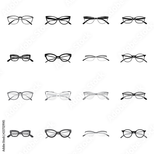 Isolated object of glasses and frame symbol. Collection of glasses and accessory stock symbol for web.