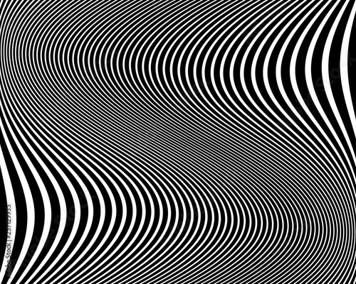 Optical art background. Wave design black and white. Digital image with a psychedelic stripes. Vector illustration 