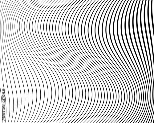 Optical art background. Wave design black and white. Digital image with a psychedelic stripes. Vector illustration 