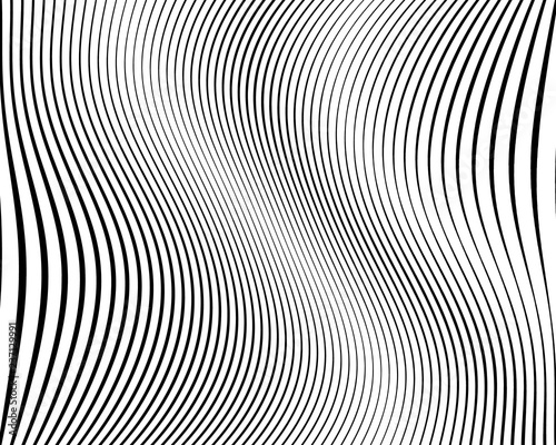 Optical art background. Wave design black and white. Digital image with a psychedelic stripes. Vector illustration 