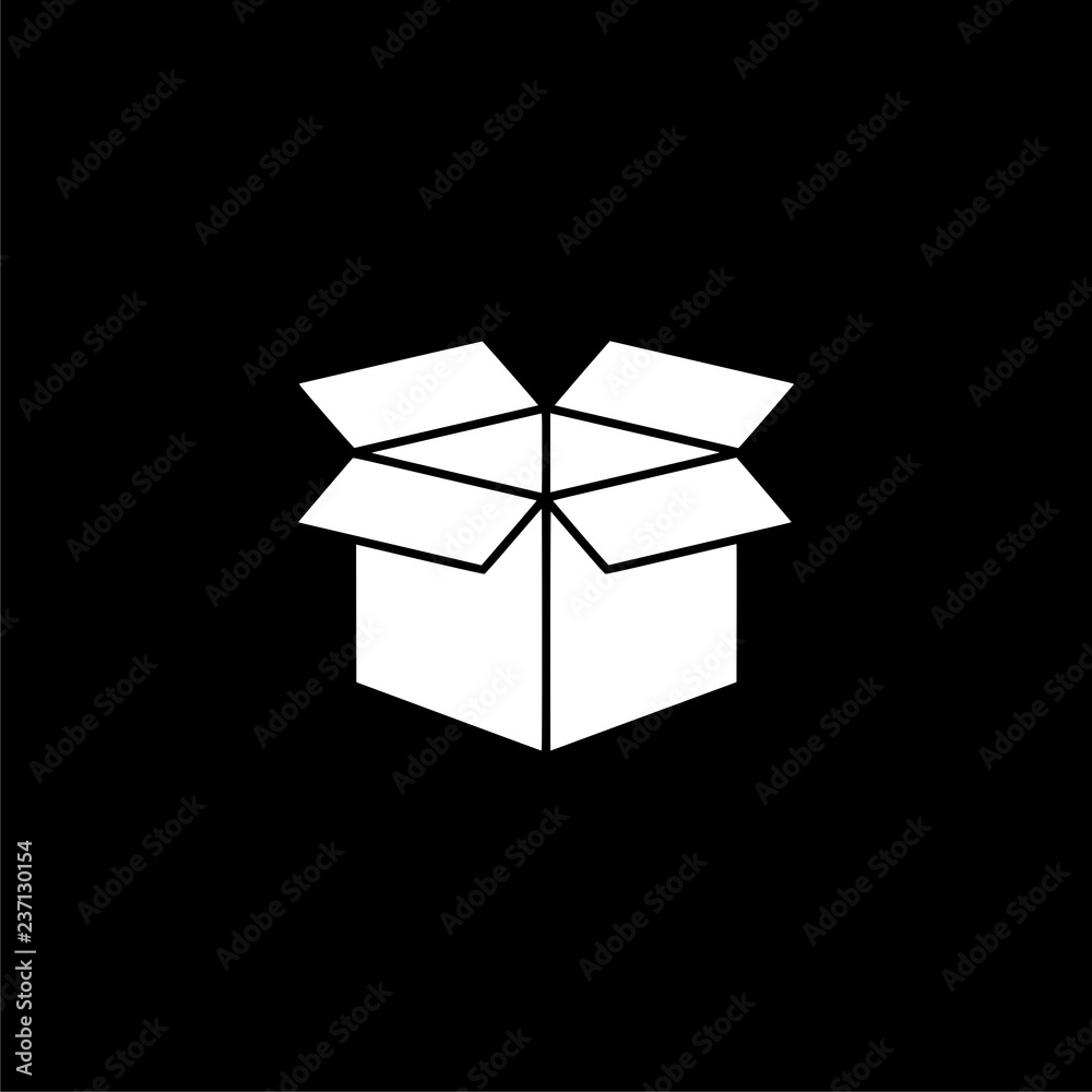 Open box icon or logo on dark background Open box icon or logo on dark background