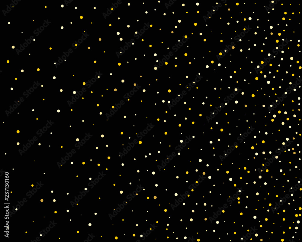 Abstract pattern of random falling gold dots on black background. Holiday  abstract texture. Christmas Gold Glitter background. Stock Vector | Adobe  Stock
