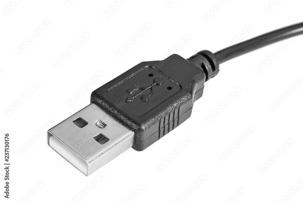 Usb extention cable with connector on white surface. Usb extention cable with connector on white surface.