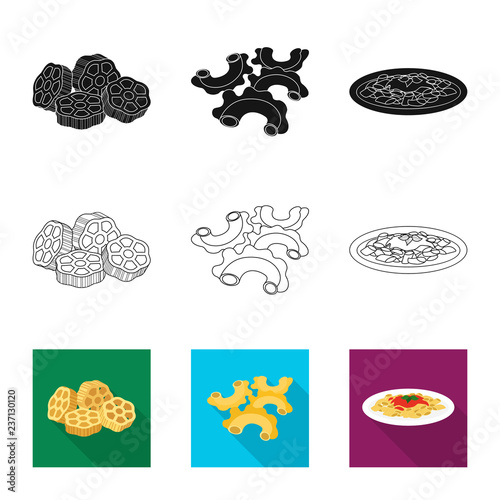 Isolated object of pasta and carbohydrate logo. Collection of pasta and macaroni stock vector illustration.