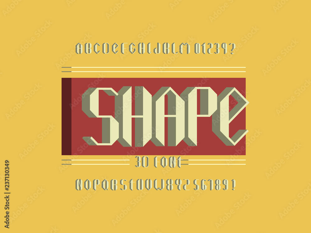 Fototapeta premium Shape 3d font. Vector alphabet 