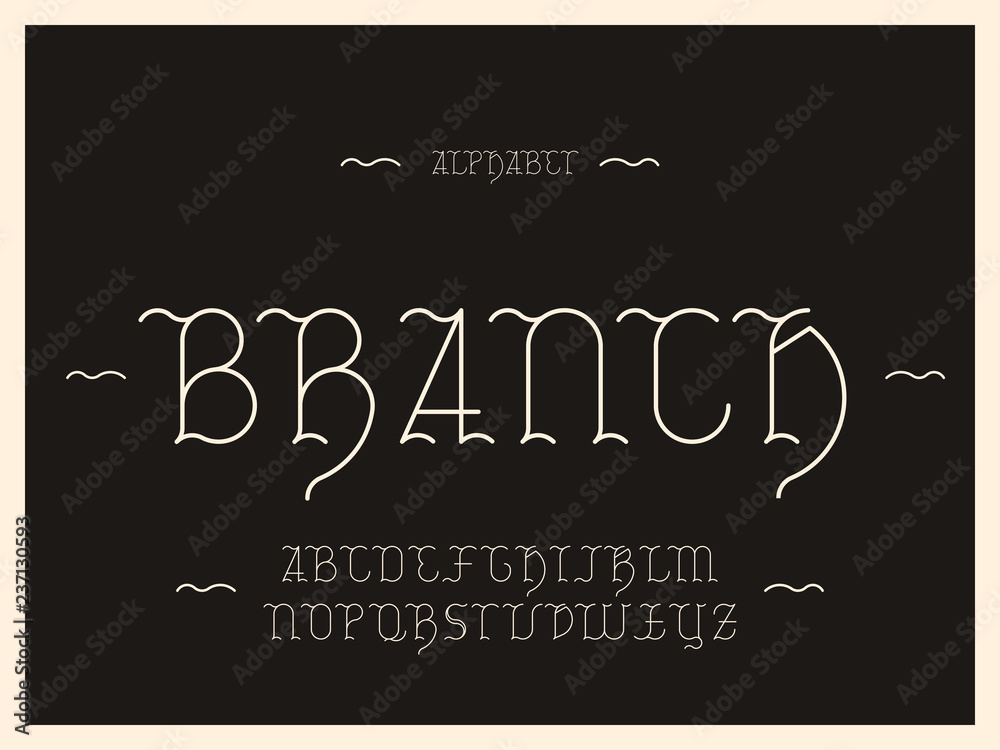 Fototapeta premium Branch alphabet. Vector letters. 