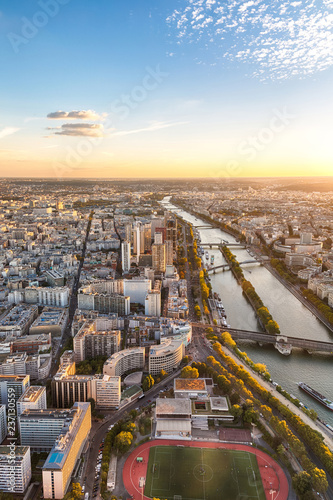 The view on Seine river from Eiffel tower  Paris