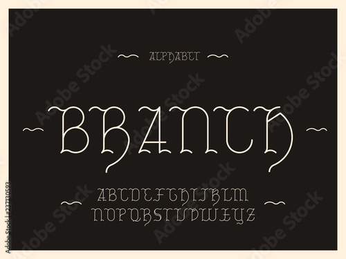 Branch alphabet. Vector letters. 