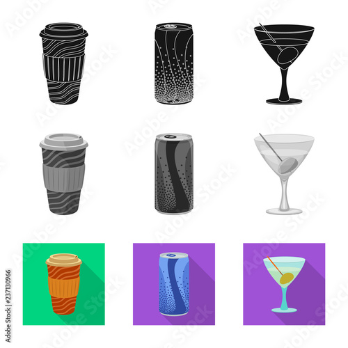 Vector design of drink and bar symbol. Set of drink and party stock vector illustration.