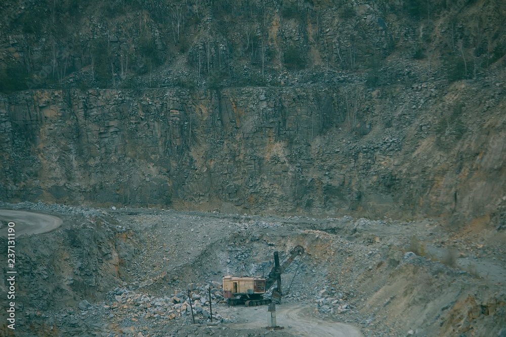 Large quarry stepped terraced relief. Mining industry Large quarry stepped terraced relief. Mining industry