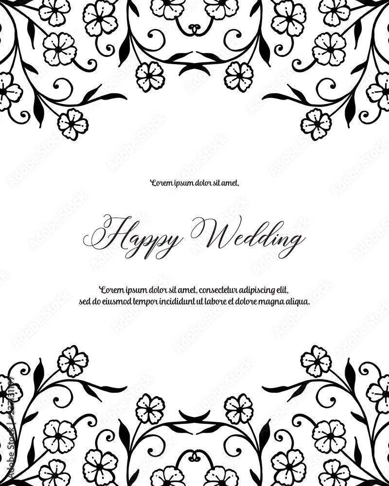 Wedding invitation with flower hand draw vector stock