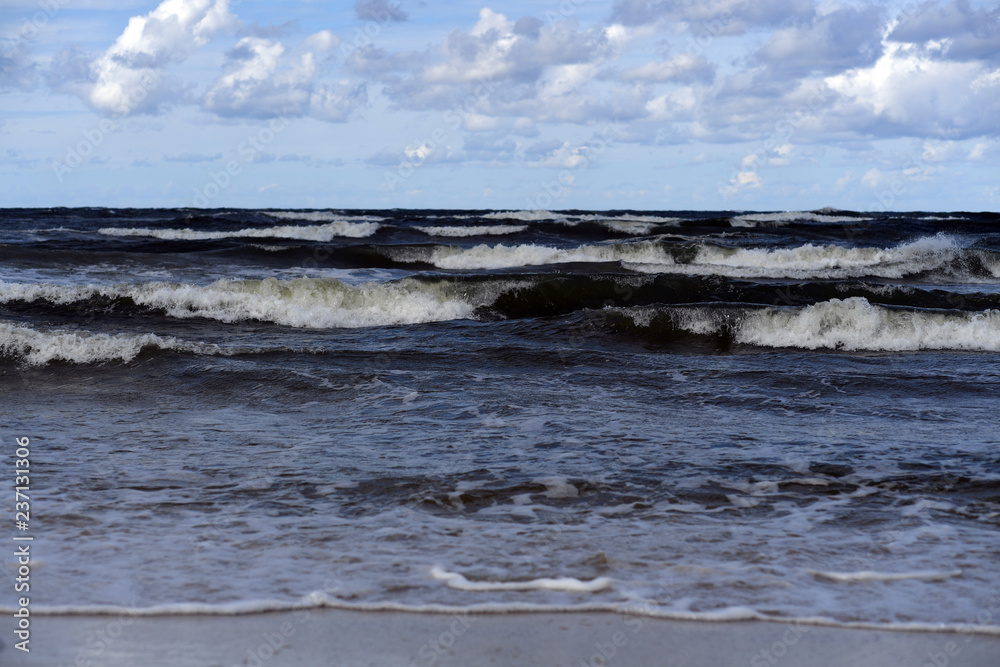 12 JULY 2018 - OSTROW, POLAND: Polish Baltic sea during summer 12 JULY 2018 - OSTROW, POLAND: Polish Baltic sea during summer