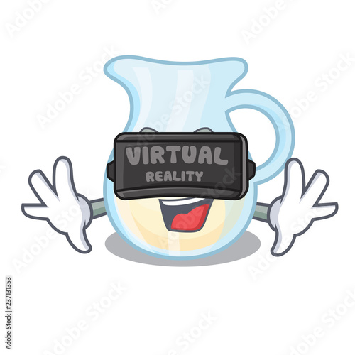 Virtual reality milk jug completely filled with character