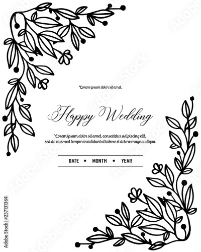 Wedding invitation with flower hand draw vector stock