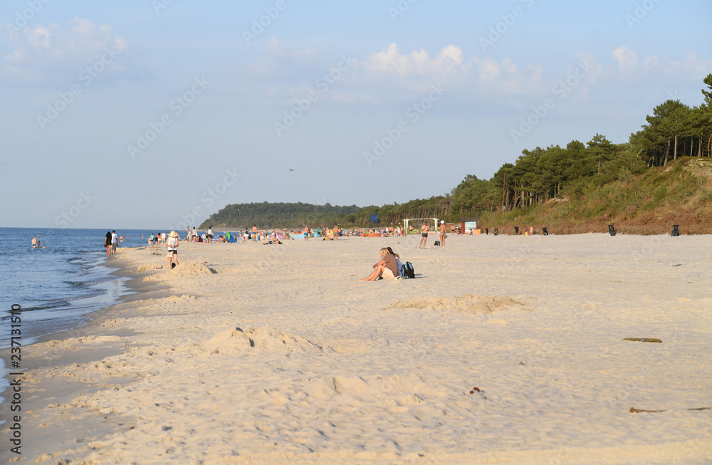 12 JULY 2018 - OSTROW, POLAND: Polish Baltic sea during summer 12 JULY 2018 - OSTROW, POLAND: Polish Baltic sea during summer