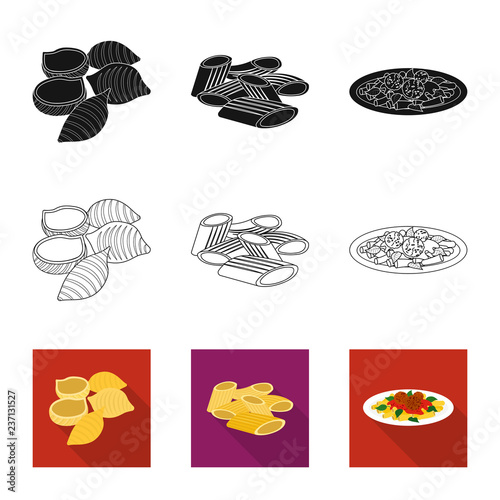 Vector design of pasta and carbohydrate logo. Collection of pasta and macaroni stock symbol for web.