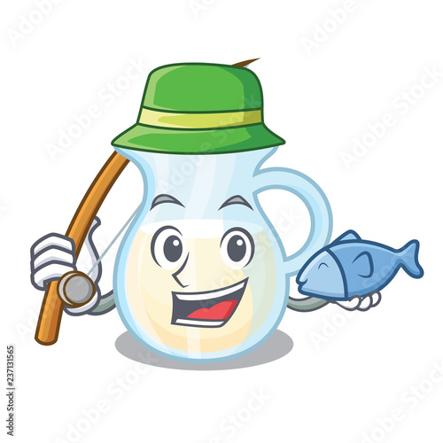 Fishing milk jug completely filled with character
