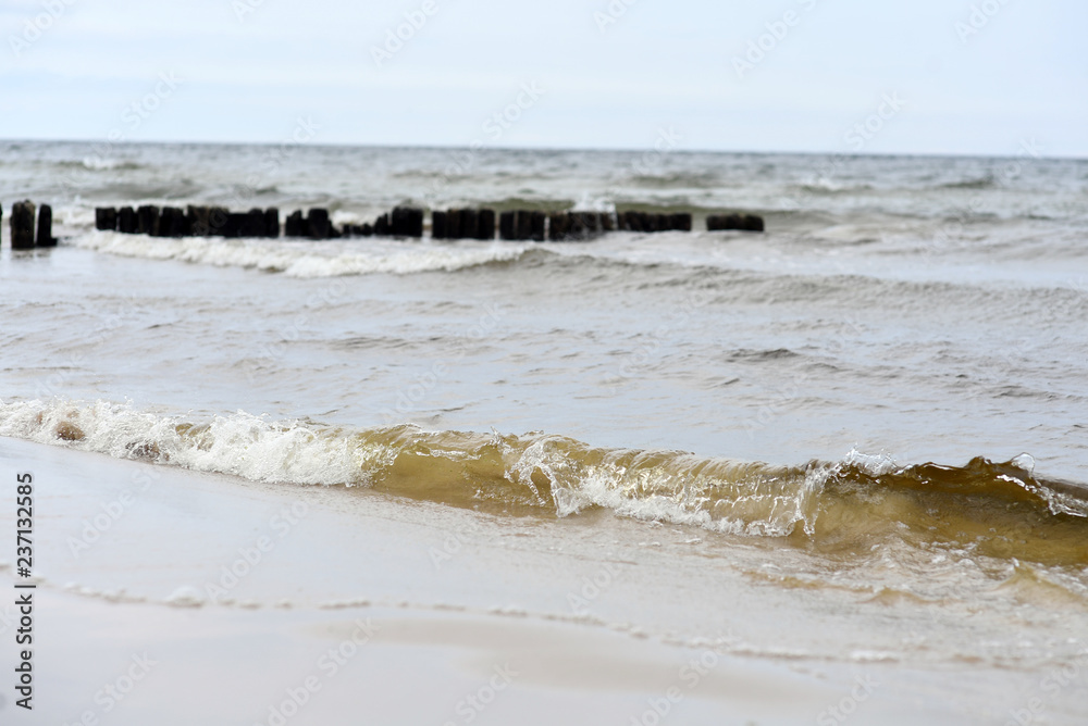 12 JULY 2018 - OSTROW, POLAND: Polish Baltic sea during summer 12 JULY 2018 - OSTROW, POLAND: Polish Baltic sea during summer