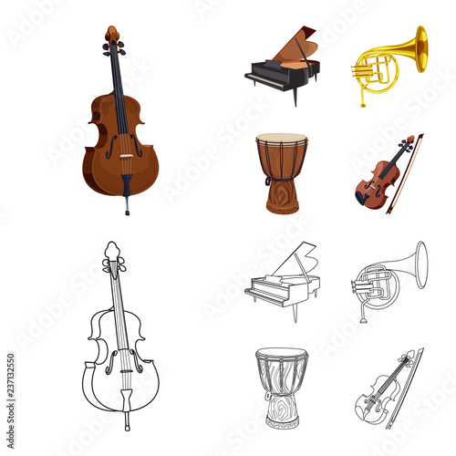 Vector design of music and tune logo. Set of music and tool stock symbol for web.