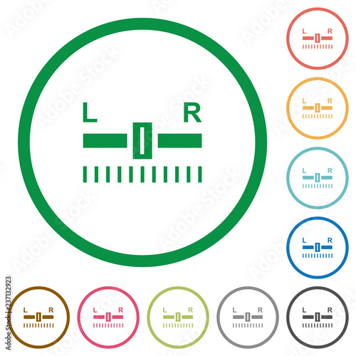 Audio balance control flat icons with outlines