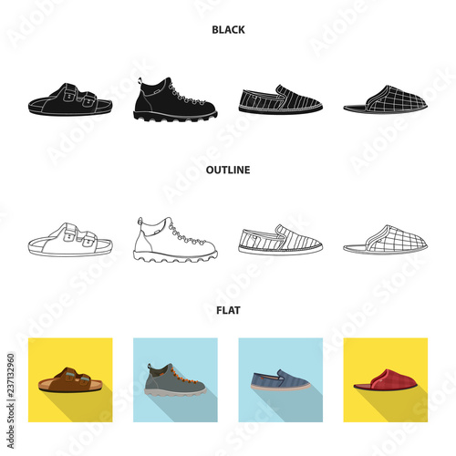 Isolated object of shoe and footwear sign. Set of shoe and foot stock symbol for web.