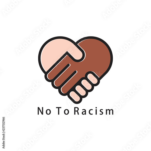 say no to racism hand shake love symbol vector