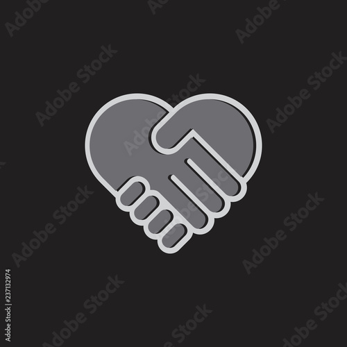 love 3d hand shake symbol logo vector