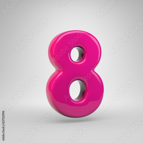 Plastic Pink color number 8 isolated on white background
