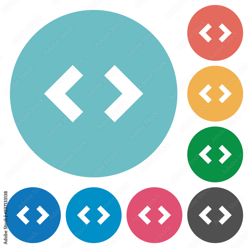 Script code flat round icons