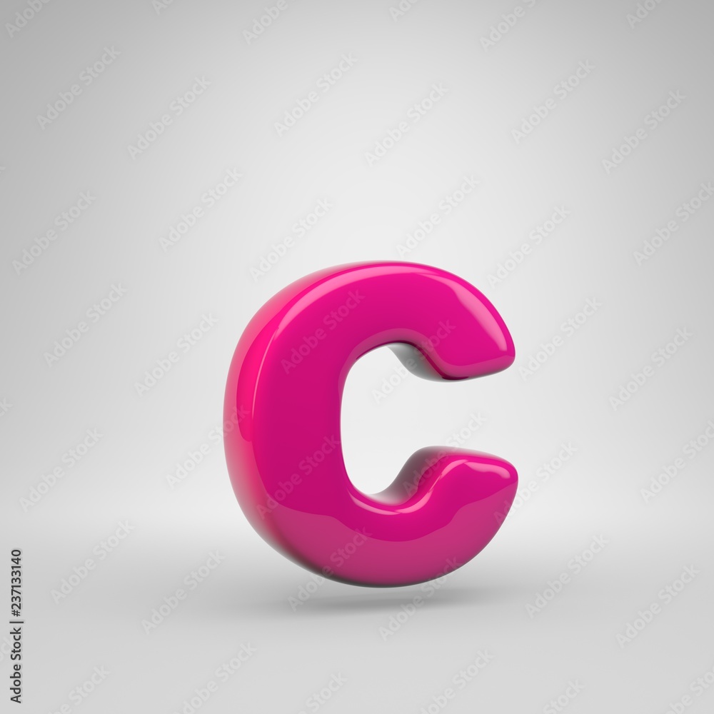 Plastic Pink color letter C lowercase isolated on white background Plastic Pink color letter C lowercase isolated on white background