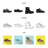 Vector illustration of shoe and footwear symbol. Collection of shoe and foot vector icon for stock.