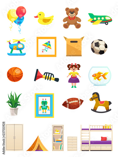 Children Room Interior Objects Set