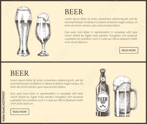 Beer Bottle, Glass and Mug Vintage Landing Page