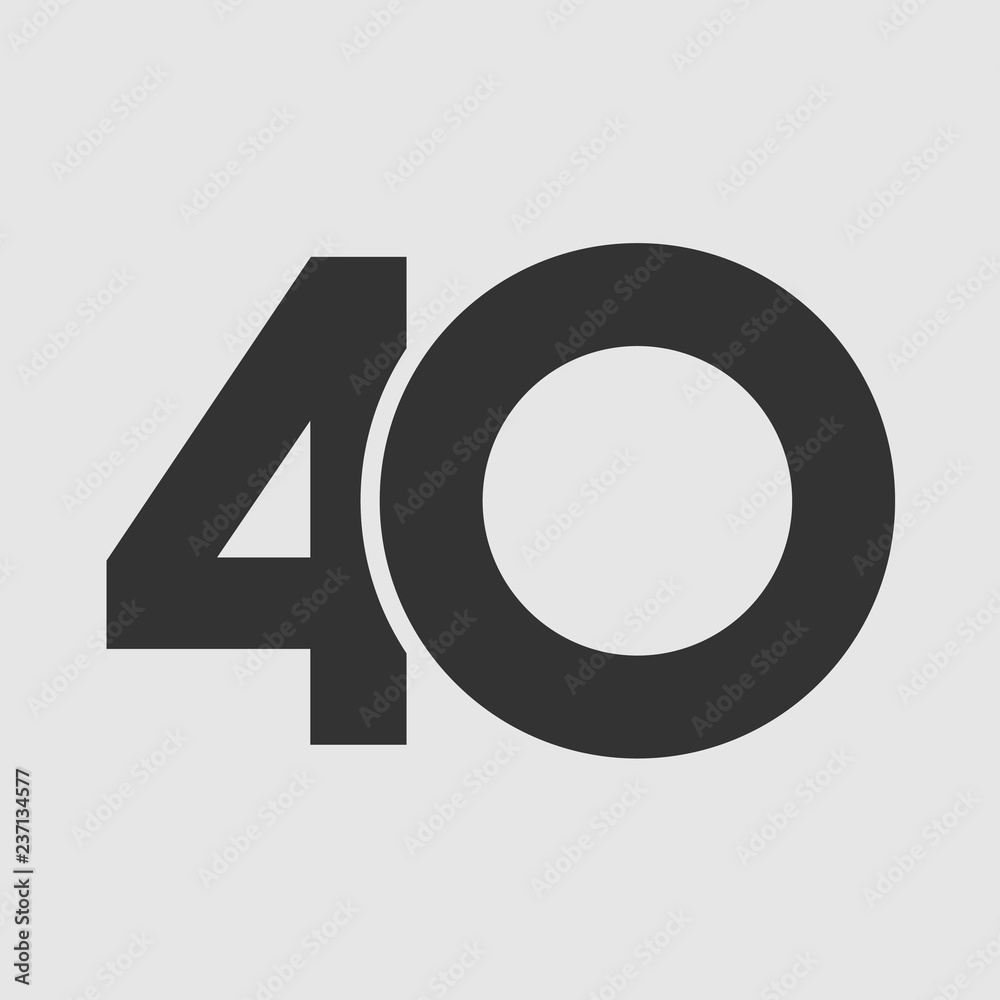 40 th years old logotype. Isolated simple abstract graphic symbol of 40 ...