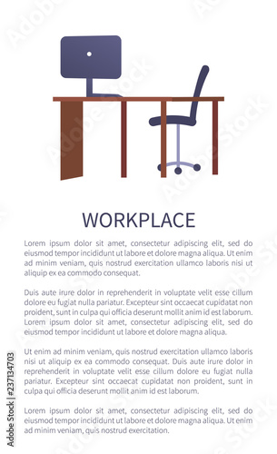 Workplace Design Table Computer  Comfortable Chair