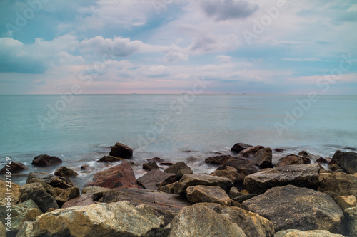 View of Malacca Straits in the evening from Pulau Indah