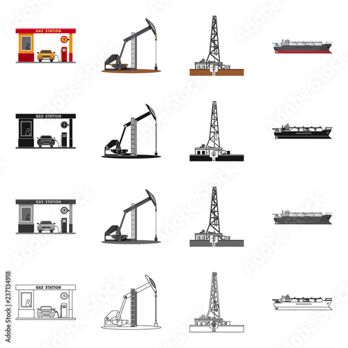 Isolated object of oil and gas icon. Set of oil and petrol stock symbol for web.