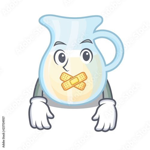 Silent glass jug fresh milk on cartoon